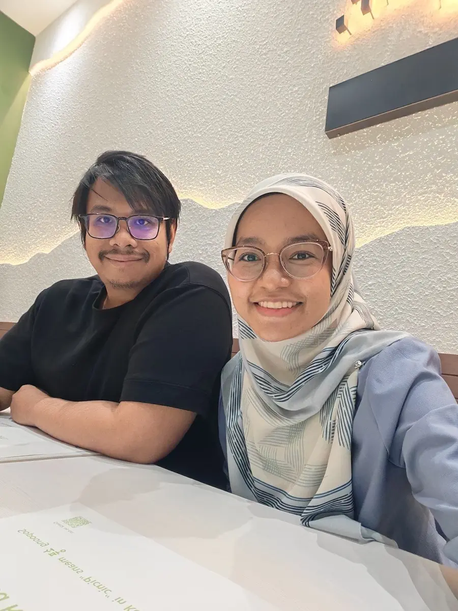 A happy moment together at a café